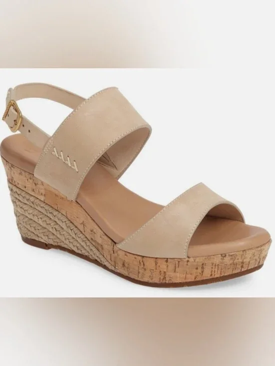UGG Elena Nubuck Leather Slingback Platform Wedge Sandals Size 9 Used Exc