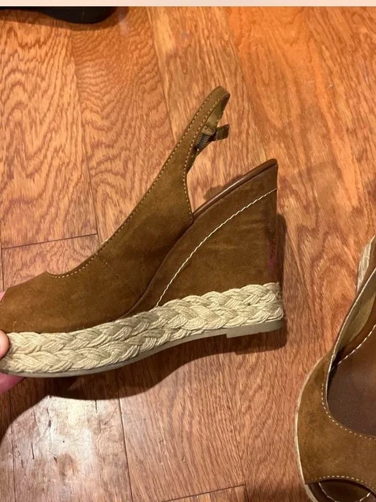 Women’s Suede Espadrille Wedge Slingback - Brown