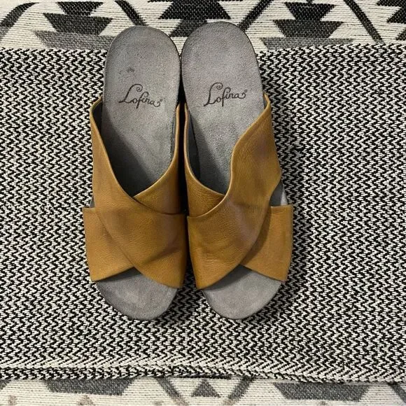 LOFINA Leather Cross-over Strap Wedge Sandal Sz-38/US 7.5 NWOT