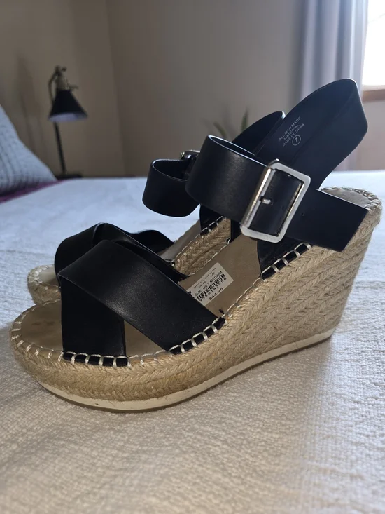 Black Wedge Sandals