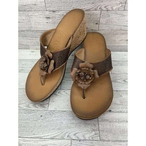 Clarks Mimmey Claire Women Brown Raffia Slip On Cork Heel Wedge Pump Sandal 7.5M