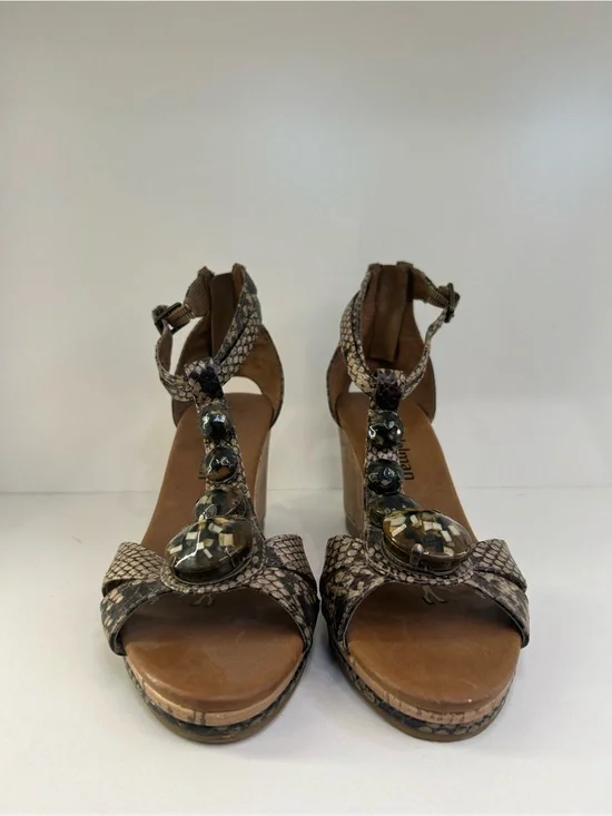 LIBBY EDELMAN PYTHON + CORK SANDALS SZ 7.5