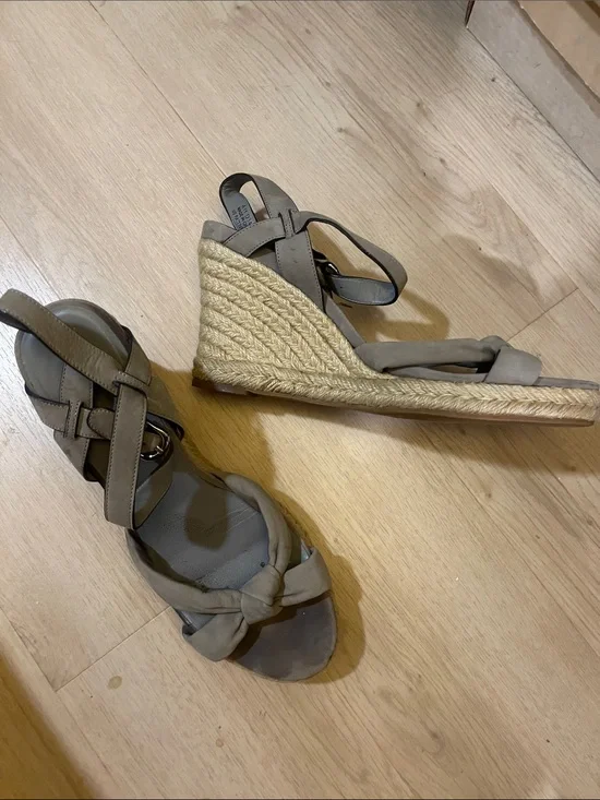 Cole Haan Taupe Espadrille Wedge Sandals
