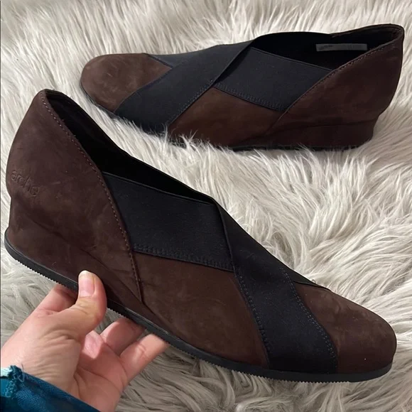 Arche Brown and Black Slip-On Shoes