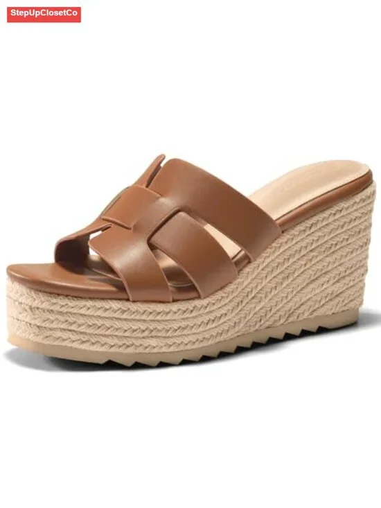 Wedge Sandals Platform Espadrille Heels Open Toe Strappy Slip On Casual Summer