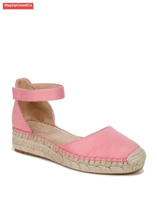 Wedge Heeled Espadrilles with Ankle Strap and Hook-and-Loop Closure