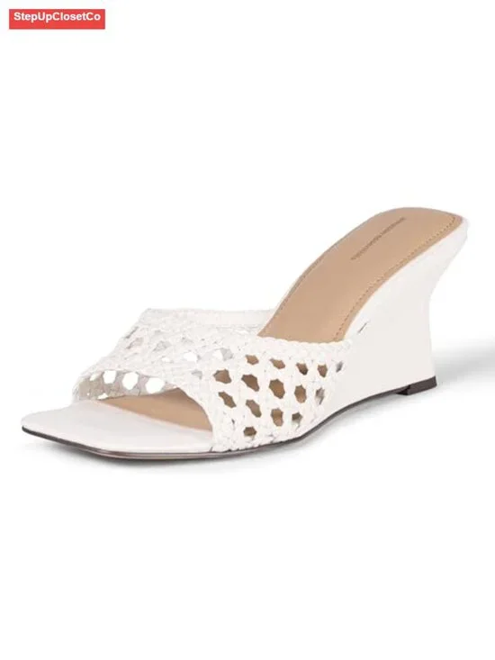 Women's Wedge Sandals with Memory Foam Insole Faux Leather