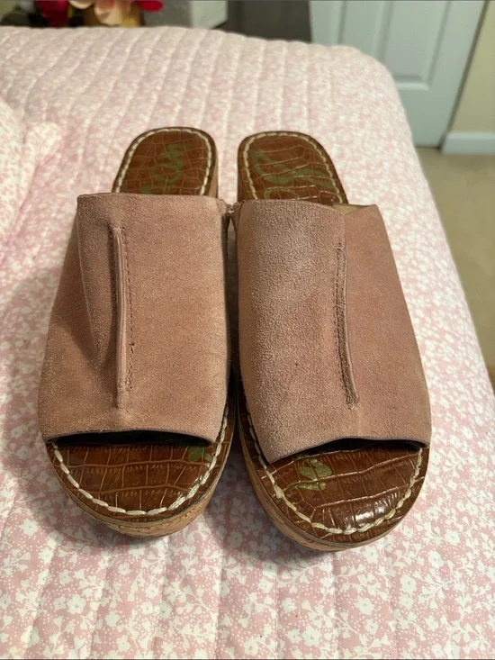 Sam Edelman Mauve Suede Slide Sandal with Brown Footbed