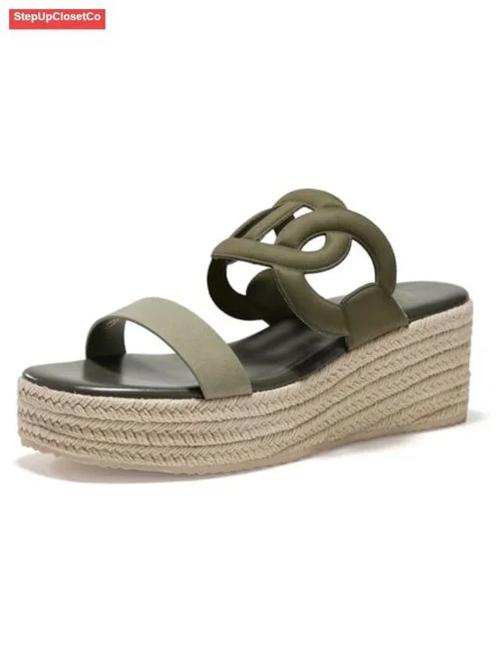 Wedge Espadrilles Sandals Slip On Platform with Memory Foam