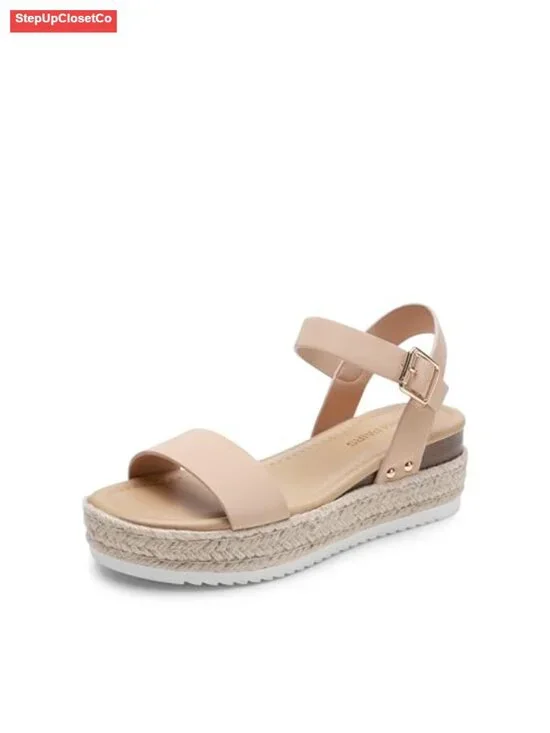 Women's Espadrille Wedge Sandals, Open Toe Ankle Strap Summer Shoes