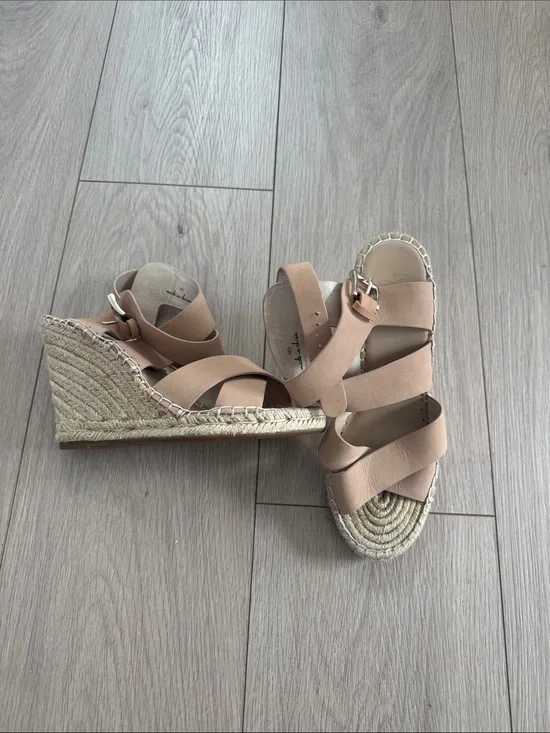 Joie Blush Tan Espadrille Wedge Sandals
