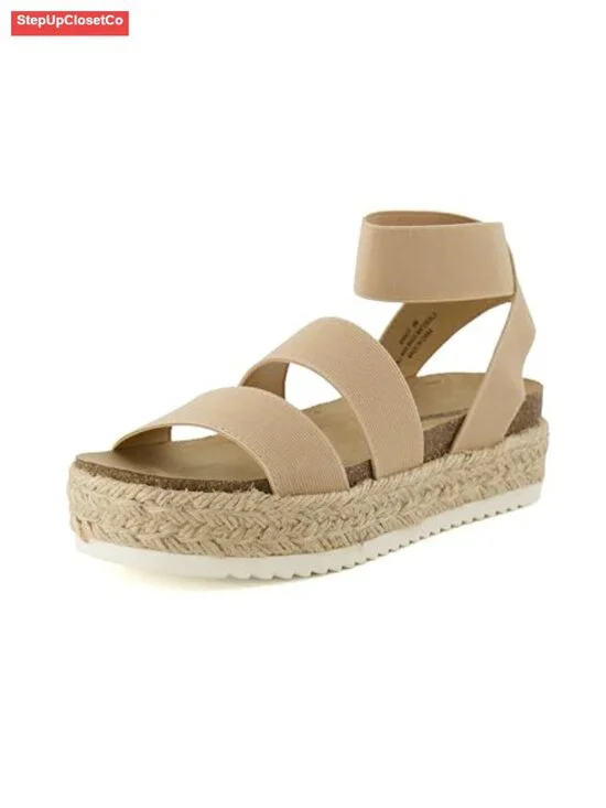 Espadrille Platform Sandals with Wedge Heel, Cushioned Footbed, Ankle Strap