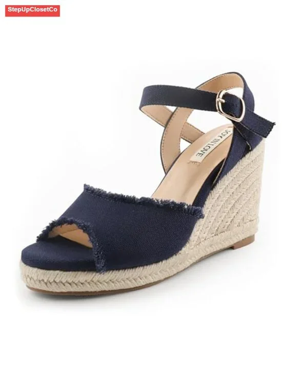 Women's 4in Platform Wedge Sandals Espadrille Ankle Strap Buckle