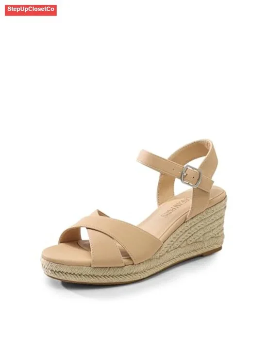 Espadrille Wedge Sandals | Adjustable Buckle, Platform, Non-Slip, Lightweight