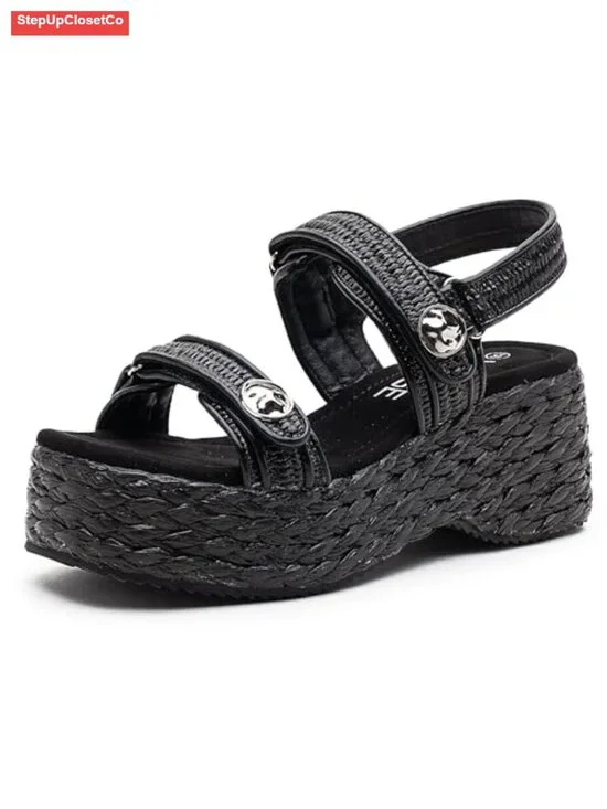 Espadrille Platform Wedge Sandals with Adjustable Straps Memory Foam