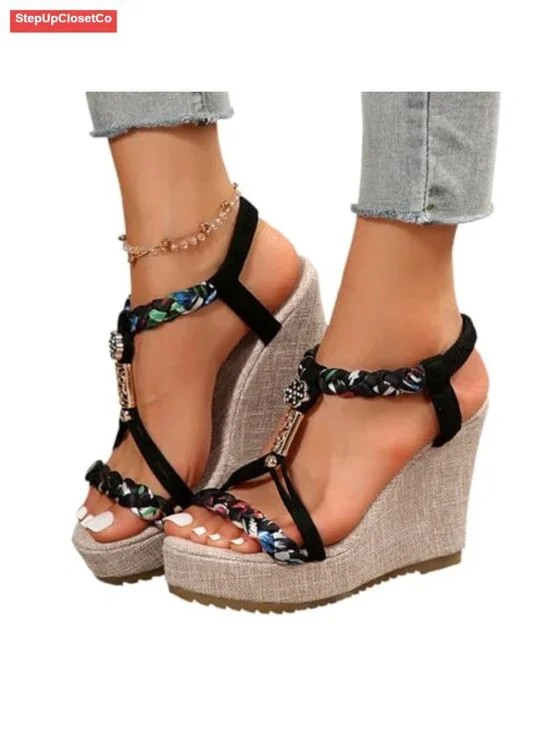 Espadrille Wedge Sandals Platform Roman Ankle Strap Bohemian Summer
