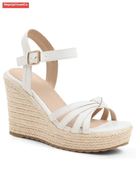 Women's Espadrille Wedge Sandals Platform Open Toe Ankle Buckle Cushioned