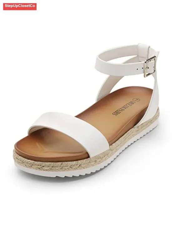 Open Toe Platform Espadrille Wedge Sandals with Elastic Ankle Strap and Arch