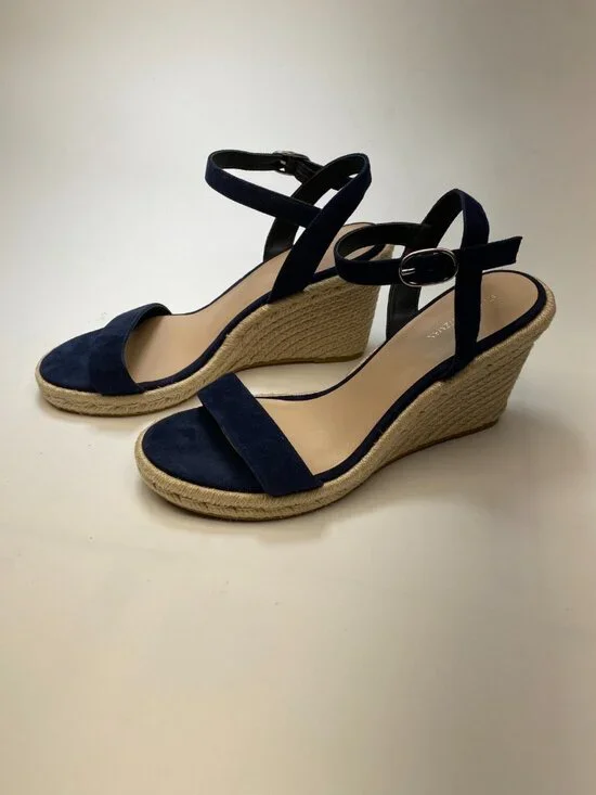 Stuart Weitzman Womens Teddi Blue Espadrille Wedge Sandals Sz 11