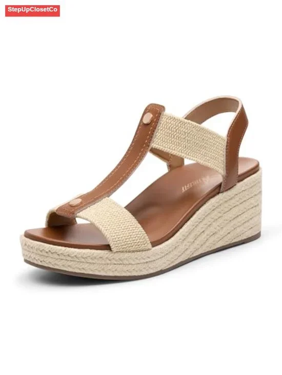Women's Espadrille Platform Wedge Sandals Comfortable Open Toe Dressy Arch