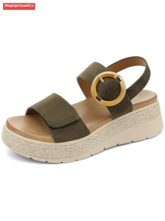 Womens Espadrille Platform Sandals Low Wedge Arch Support Cushion Insole Dressy