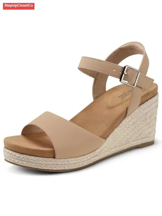 Women's Wedge Sandals Platform Espadrilles Arch Support Memory Foam Ankle Strap