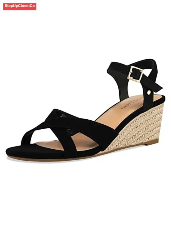 Women's Wedge Sandals Ankle Strap Espadrille Open Toe Low Heel