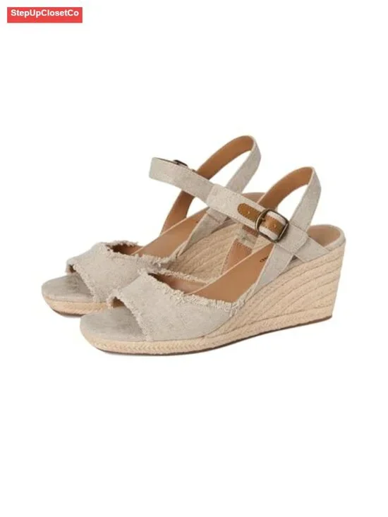 Espadrille Wedge Sandal with Memory Foam Insole Adjustable Ankle Strap