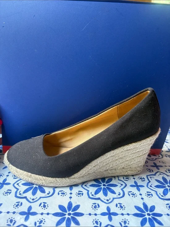 J. Crew Black Espadrille Wedge Pump