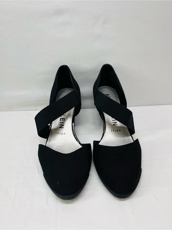 Anne Klein Black Crisscross Wedge Heels