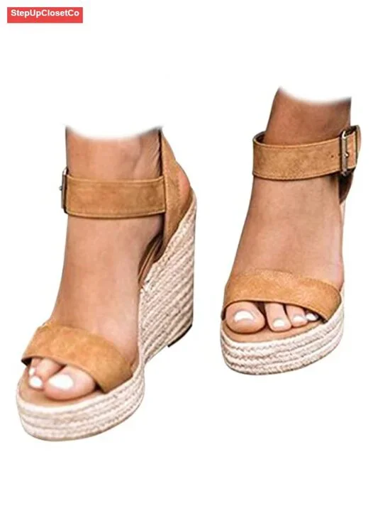 Wedge Sandals Platform Ankle Strap Espadrille Lightweight Cushioned Summer