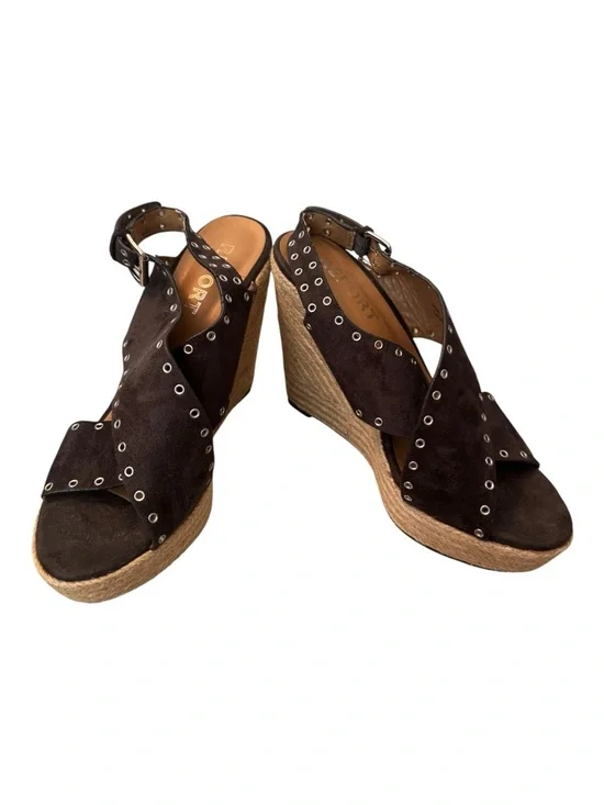 Report Women’s CADEN Dark Gray Suede Espadrille Wedge Sandals Size 7.5