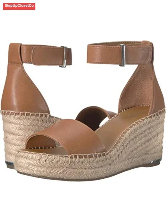 Leather Espadrille Wedge Sandal with Ankle Strap