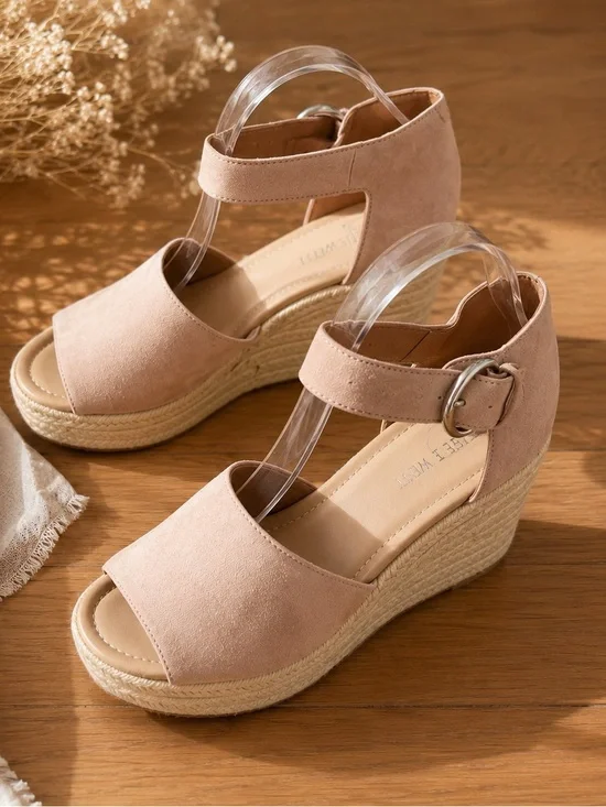 Women's Espadrille Wedge Sandals - Blush