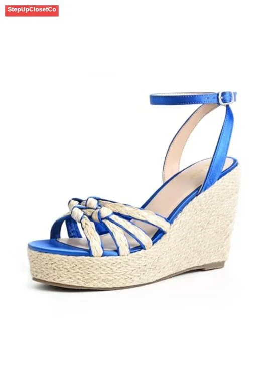 Espadrille Platform Wedge Sandals Braided Strappy High Heel Ankle Strap