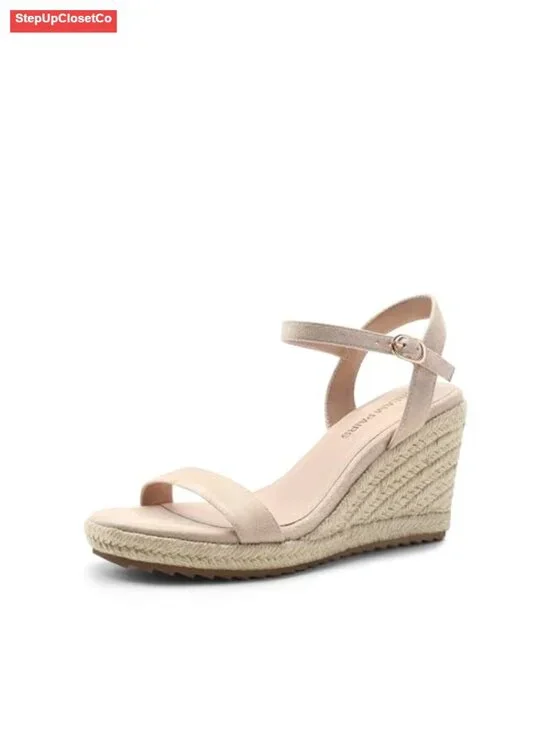 Wedge Espadrille Sandals with Ankle Strap and Cushioned Footbed