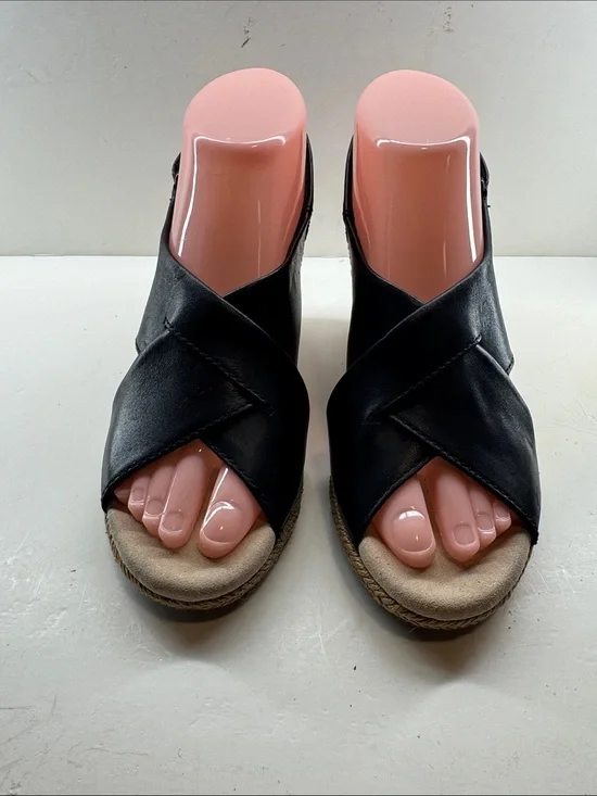 Clarks Black Crisscross Wedge Sandals