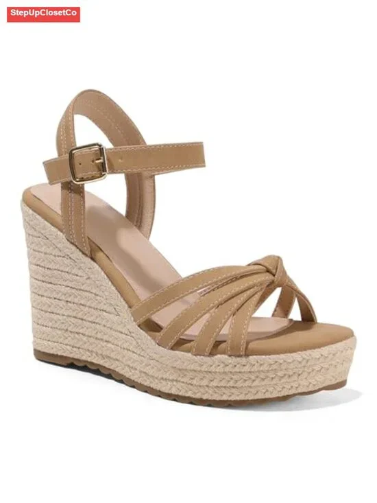 Women's Open Toe Platform Wedge Heels Sandals with Adjustable Buckle