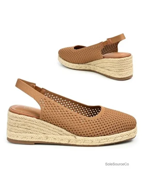 Knit Slingback Espadrille Wedge Heels Breathable Closed Toe Platform
