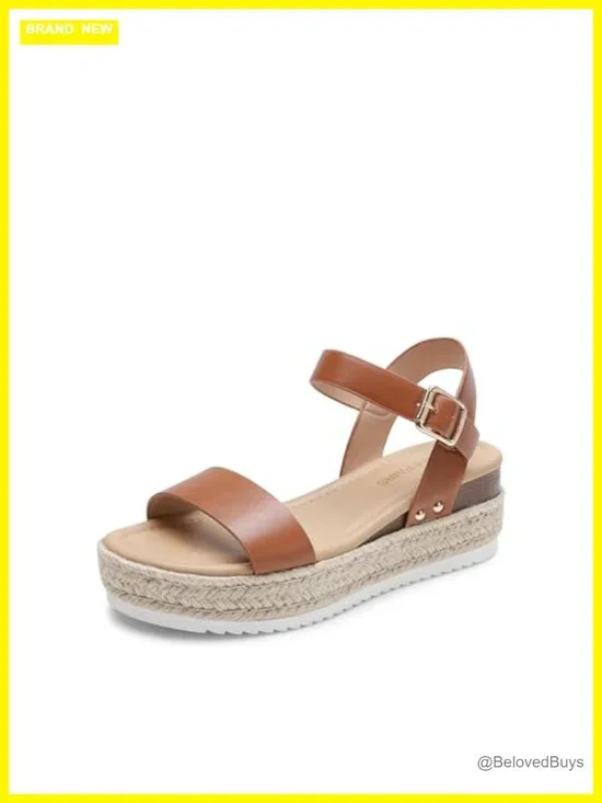 Espadrille Wedge Sandals with Raffia Trim, Jute Wedge Platform Sandals