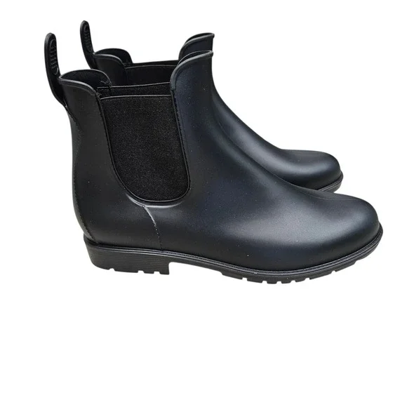Asgard Rain Boots Womens Size 7 Black Waterproof Chelsea Ankle Matte Rubber Sole