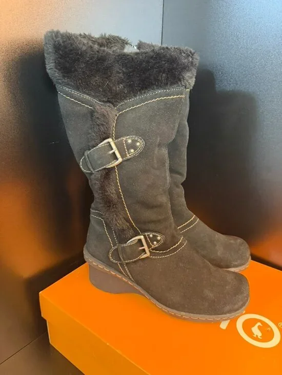 Sporto Lisa Black Faux Suede Faux Fur Winter Boots Women's Size 10