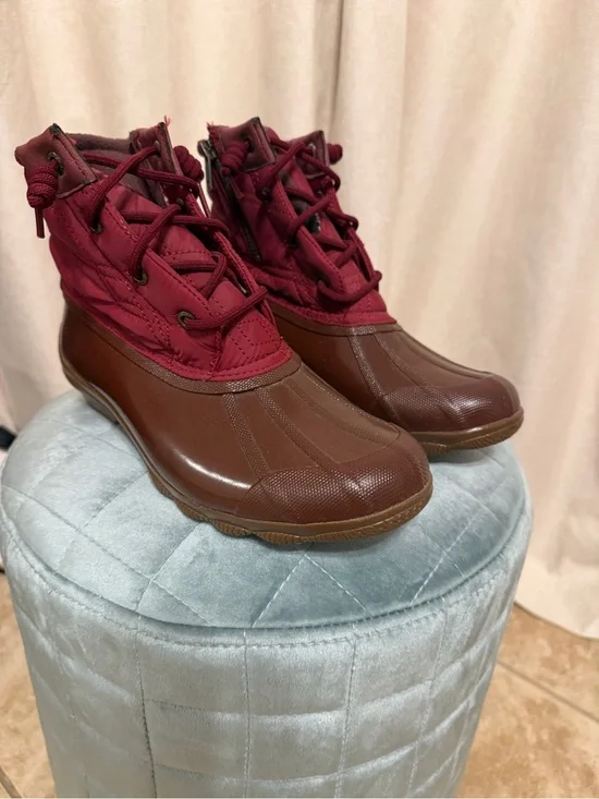 Sperry Burgundy and Brown Waterproof Duck Boots