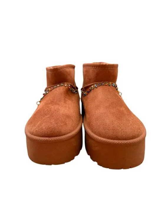 Mudd Brown Platform Mini Boots Faux Shearling Shoes Size US 5.5 / EU 35.5