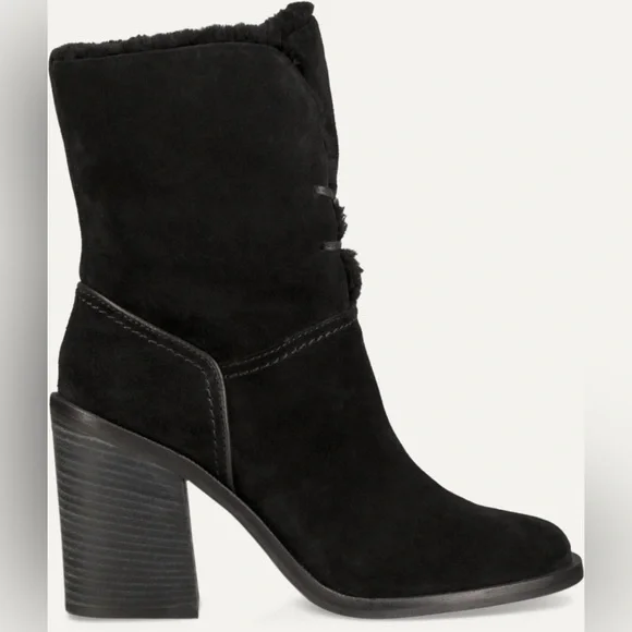 Ugg Jerene Womens 9.5M Genuine Black Shearling Lined Chunky Heel Winter Boots