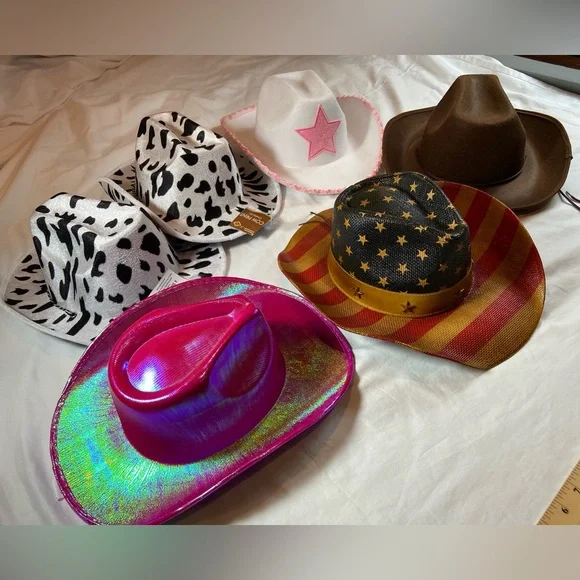 Colorful‎ Cowboy Hat Collection for parties 6 total