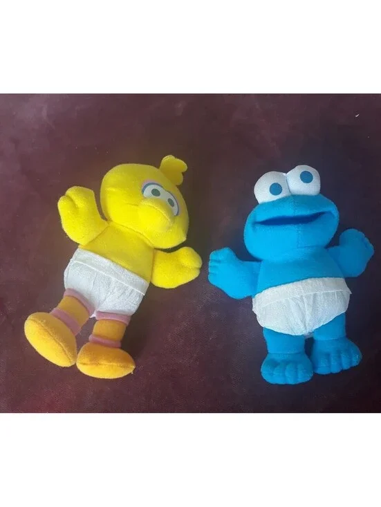 Sesame Street Baby Cookie Monster Big Bird Diaper Kolcraft plush doll Lot Of 2