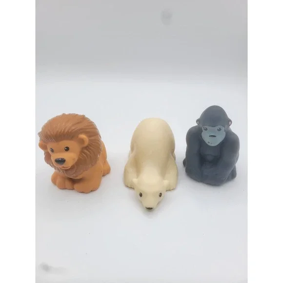 Fisher Price Little People Zoo Animals Lion Polar Bear Gorilla Figures Set of 3