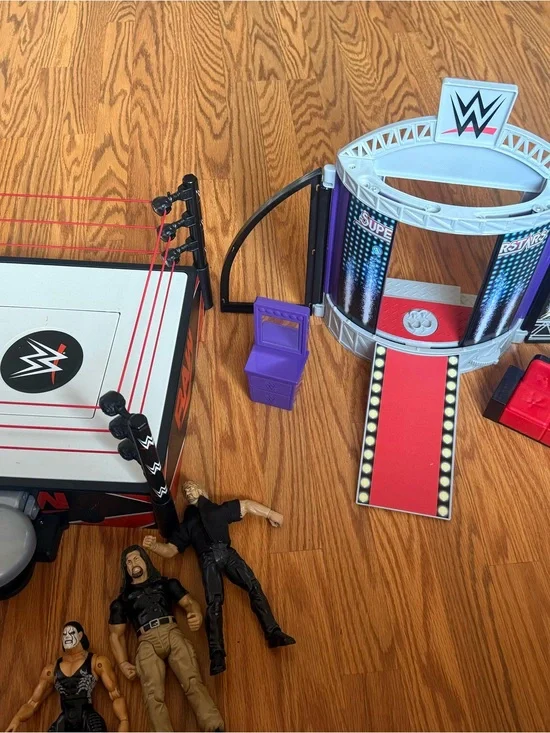 WWE Red, Black and Purple Ring Playset with Entrance Stage