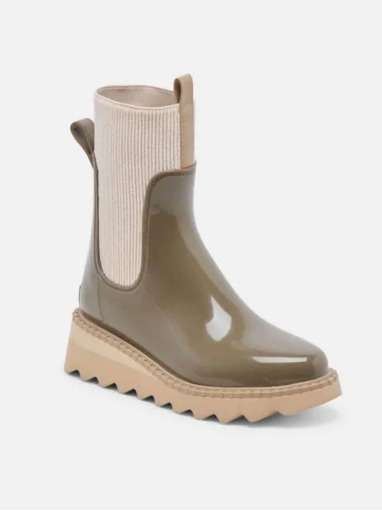 Dolce‎ Vita Tropic H2O Boots In Dark Moss Patent Stella